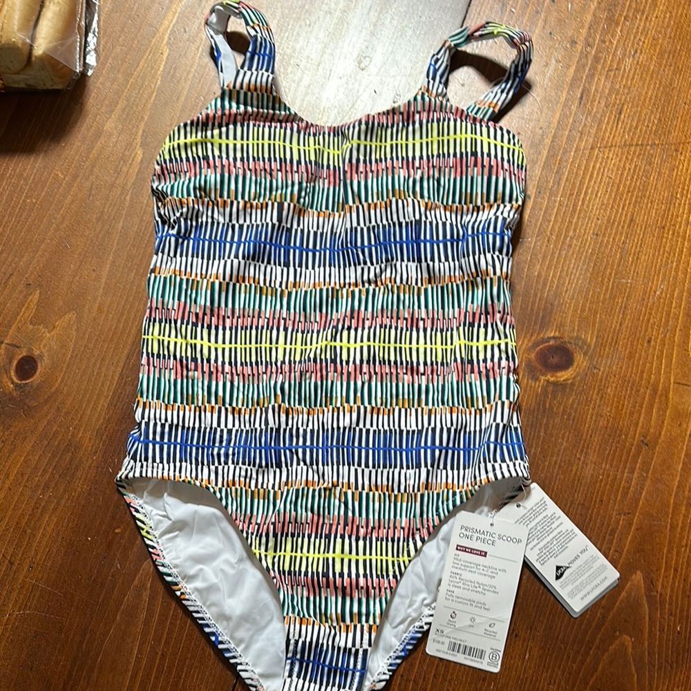 Athleta prismatic scoop Colorful Striped one piece new